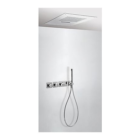 Tres Block System kompletny zestaw prysznicowy podtynkowy termostatyczny 3-drożny deszczownica 500x500 mm chrom