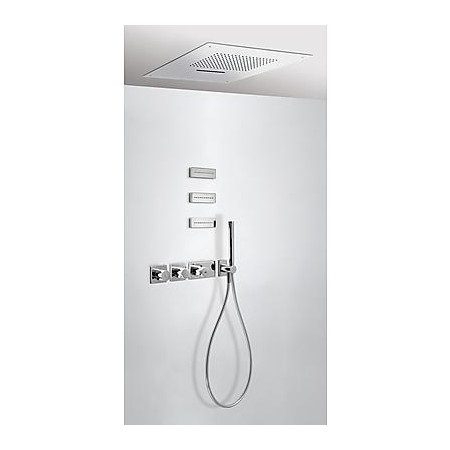 Tres Block System kompletny zestaw prysznicowy podtynkowy termostatyczny 4-drożny deszczownica 500x500 mm chrom