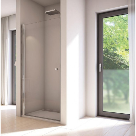 SanSwiss Solino drzwi jednoczęściowe ze ścianką stałą w linii 140 cm profil połysk, szkło przezroczyste