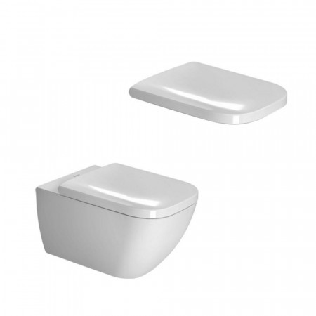 Duravit Happy D.2 Zestaw Miska WC wisząca 54x36,5 cm bezrantowa Rimless z deską wolnoopadającą biała (2222090000+0064590000)