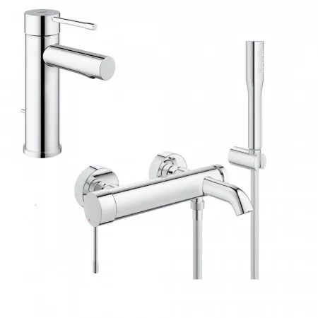 Grohe Essence New Zestaw baterii umywalkowa wannowa (32898001+33628001) chrom