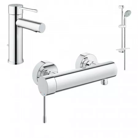 Grohe Essence New Zestaw baterii umywalkowa prysznicowa (32898001+33636001+27598001) chrom