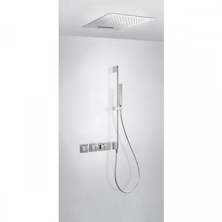 Tres Block System kompletny zestaw prysznicowy podtynkowy termostatyczny 3-drożny deszczownica 500x500 mm chrom