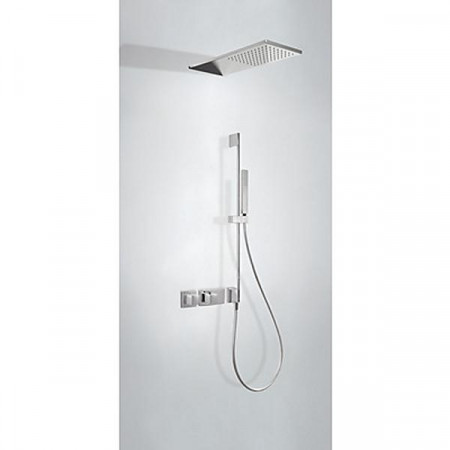 Tres Block System kompletny zestaw prysznicowy podtynkowy termostatyczny 2-drożny deszczownica 210x550 mm chrom