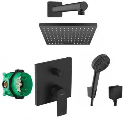 Hansgrohe Vernis Shape Zestaw prysznicowy podtynkowy deszczownica czarny (71468670 + 01800180 + 26281670)