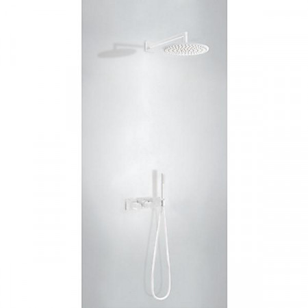 Tres Block System kompletny zestaw prysznicowy podtynkowy termostatyczny 2-drożny deszczownica średnica 300 mm biały matowy