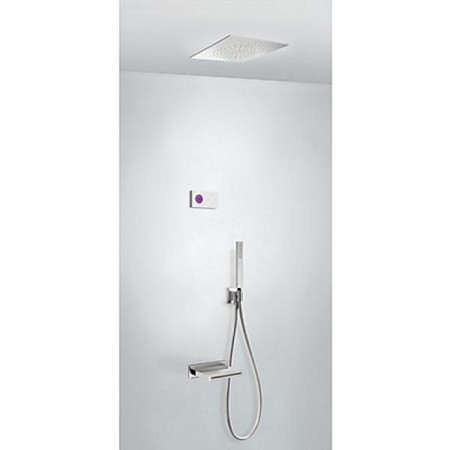 Tres Shower Technology kompletny zestaw prysznicowy podtynkowy termostatyczny elektroniczny 3-drożny deszczownica 380x380 mm chrom