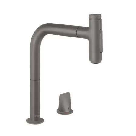 Hansgrohe Metris Select M71 2-otworowa bateria kuchenna jednouchwytowa, z w/w i sBox czarny chrom szczotkowany - 819278_O1
