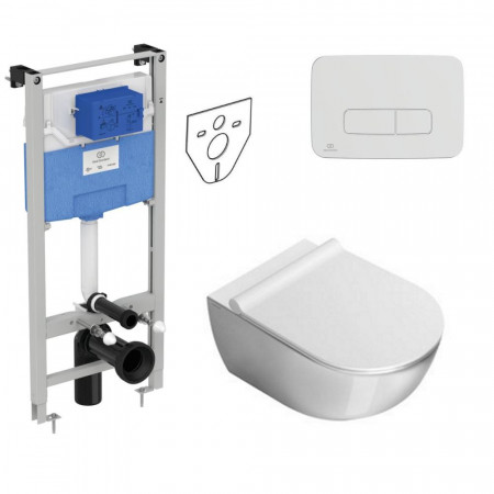 Ideal Standard Catalano Sfera Zestaw Stelaż podtynkowy z miską WC wiszącą bezrantową i deską wolnoopadającą (R020467 + R0123AA+1VSF54R00+5SCSTP000)