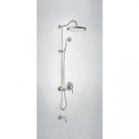 Tres Mono-Clasic kompletny zestaw wannowo-prysznicowy podtynkowy termostatyczny 3-drożny z wylewką do wanny deszczownica średnica 310 mm stalowy