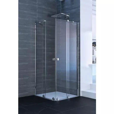 HÜPPE Xtensa pure drzwi suwane 2-częściowe, wejście narożnikowe, mocowanie lewe Black Edition