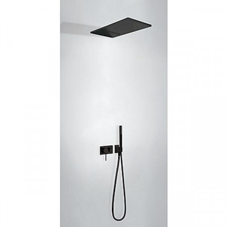 Tres 3V kompletny zestaw prysznicowy podtynkowy 3-drożny deszczownica 280x550 mm czarny matowy