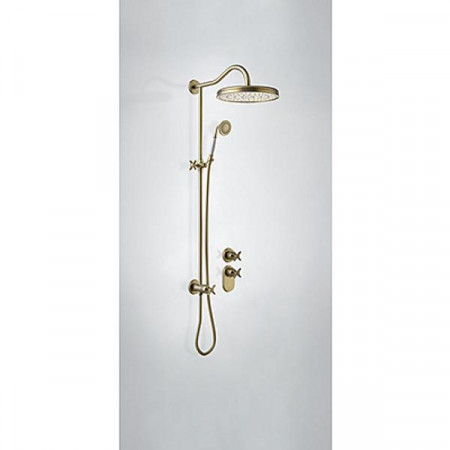 Tres Mono-Clasic kompletny zestaw prysznicowy podtynkowy termostatyczny 2-drożny deszczownica średnica 310 mm stary mosiądz
