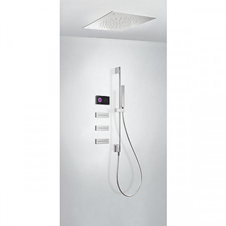 Tres Shower Technology kompletny zestaw prysznicowy podtynkowy termostatyczny elektroniczny 3-drożny deszczownica 500x500 mm chrom