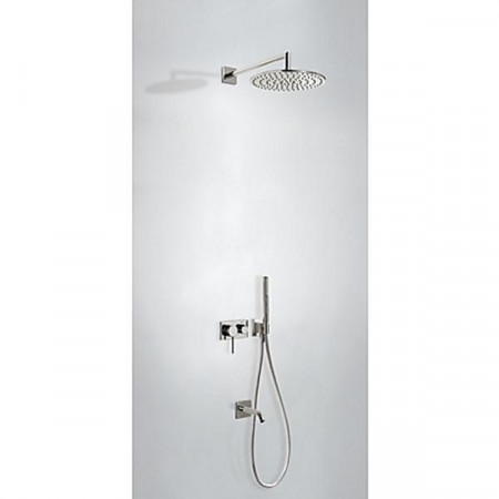 Tres 3V kompletny zestaw wannowo-prysznicowy podtynkowy 3-drożny deszczownica średnica 300 mm z wylewką do wanny stalowy