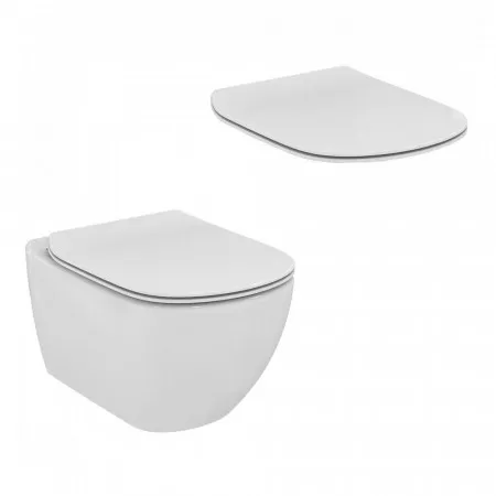 Ideal Standard Tesi Zestaw miska WC wisząca z ukrytymi mocowaniami AquaBlade biała + deska wolnoopadająca cienka biała (T007901 + T352701)