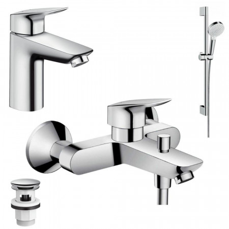 Hansgrohe Logis Zestaw baterii umywalkowa wannowa (71107000+71400000+26532400) chrom