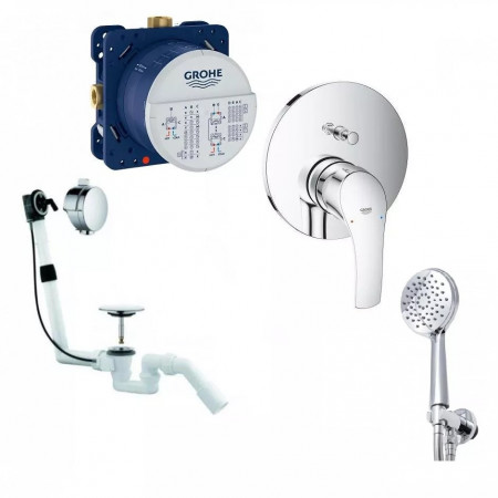 Grohe Eurosmart New Zestaw wannowy podtynkowy z napełnianiem przez przelew (24043003 + 2120005N + 35600000 ) chrom