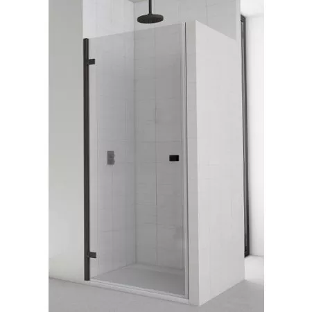 SanSwiss Annea Black drzwi jednoczęściowe z profilem przyściennym 100 cm lewa profil czarny mat, szkło przezroczyste
