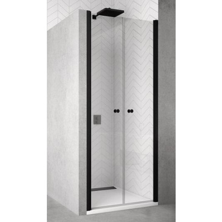 SanSwiss Solino Black drzwi dwuczęściowe western 75 cm profil czarny mat, szkło przezroczyste