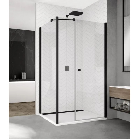 SanSwiss Solino Black ścianka boczna 90 cm profil czarny mat, szkło przezroczyste