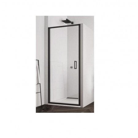 SanSwiss Top-Line S Black drzwi wachadłowe jednoczęściowe 75 cm profil czarny mat, szkło przezroczyste