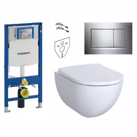 Geberit Zestaw Stelaż podtynkowy Duofix + Miska wisząca WC Rimfree + Deska sedesowa wolnoopadająca (111.320.00.6 + 500.600.01.2 + 500.605.01.2)
