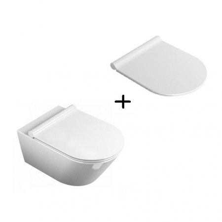 Catalano Zero Zestaw Miska WC wisząca 50 NewFlush biała + Deska w/o biała (1VSZ50R00 + 5SCSTP000)