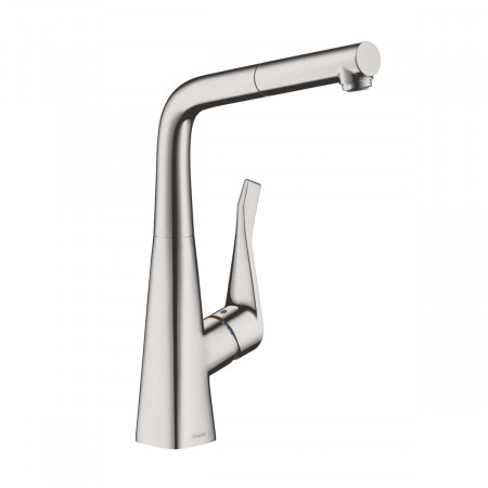 Hansgrohe Metris M71 bateria kuchenna 320 w/w 1jet sBox Stal Szlachetna Finish