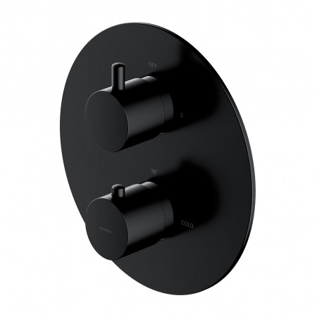 Omnires Y termostatyczna bateria prysznicowo-wannowa podtynkowa, element natynkowy, czarny