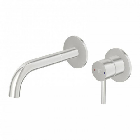 Waschtisch-Wand-Einhebelmischer mit Farbhülse, Ausladung 195 mm, brushed nickel