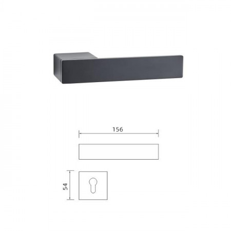 IH Czarny mat - Zestaw klamek drzwiowych, szyld prostokątny, niewidoczny