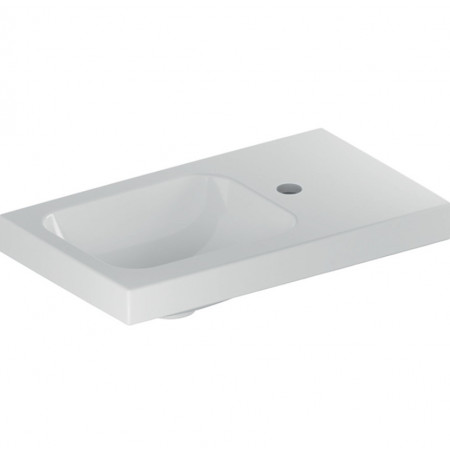 Geberit Umywalka iCon Light kompaktowa z powierzchnią odkładczą 53 cm, z otworem z prawej, bez przelewu, z półką z prawej