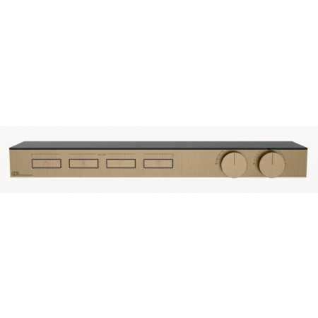 Gessi Hi-Fi Shelf bateria podtynkowa termostatyczna do czterech funkcji Półka z czarnego mrożonego szkła bezpiecznego Black Metal Br. PVD