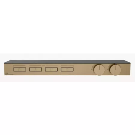 Gessi Hi-Fi Shelf bateria podtynkowa termostatyczna do czterech funkcji Półka z czarnego mrożonego szkła bezpiecznego Black Metal Br. PVD