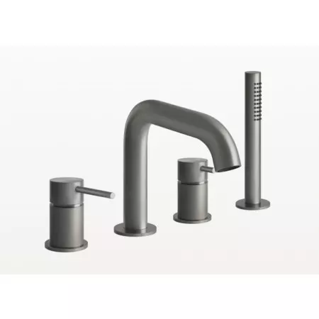 Gessi 316 Bath-Shower Bateria wannowa 4-otw 1,50 m wężem oraz słuchawką anticalc Steel Brushed