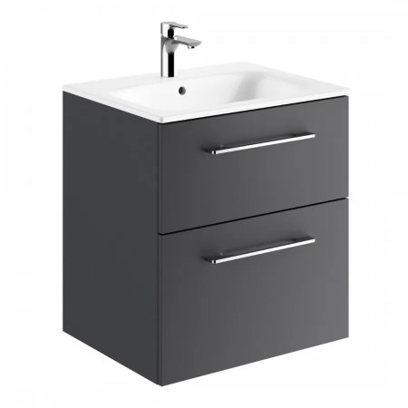 Geberit Selnova Square Zestaw umywalka z niskim rantem 60cm + szafka 2 szuflady, kolor lava mat