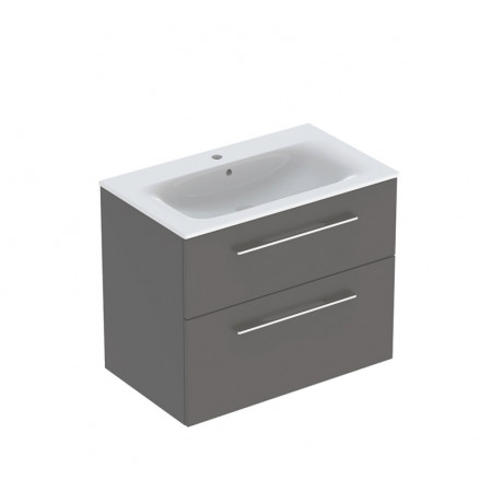Geberit Selnova Square Zestaw umywalka z niskim rantem 80cm + szafka 2 szuflady, kolor lava mat