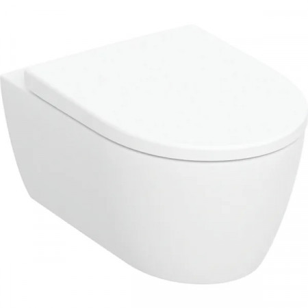 Geberit iCon Zestaw wiszącej miski WC, lejowa, B35.5cm, H37.5cm, T53cm, ukryte mocowania, Rimfree, KeraTect, z deską sed