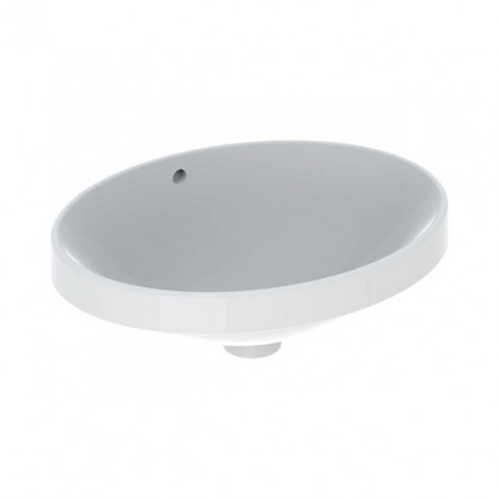 Geberit Variform Umywalka wpuszczana w blat, owalna, B50cm, H17.8cm, T40cm, z przelewem, bez otworu na baterię, szkliwiony spód