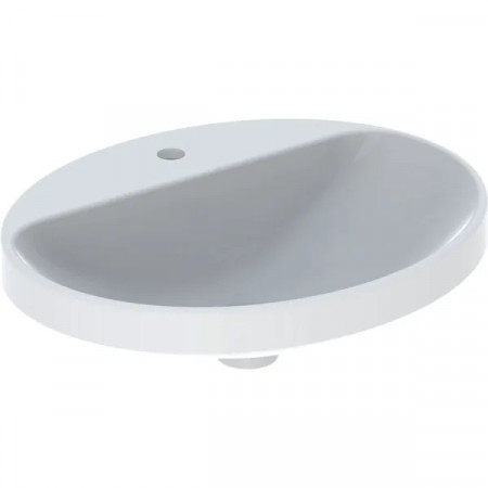 Geberit Variform Umywalka wpuszczana w blat, owalna, B55cm, H17.8cm, T45cm, bez przelewu, z otworem na baterię, szkliwiony spód