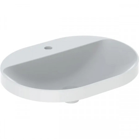 Geberit Variform Umywalka wpuszczana w blat, eliptyczna, B60cm, H17.8cm, T45cm, bez przelewu, z otworem na baterię, szkliwiony spód