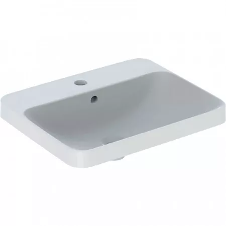 Geberit Variform Umywalka wpuszczana w blat, prostokątna, B55cm, H17.8cm, T45cm, z przelewem, z otworem na baterię, szkliwiony spód