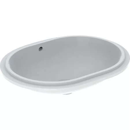 Geberit Variform Umywalka podblatowa, eliptyczna, B62.5cm, H18cm, T49cm, z przelewem, bez otworu na baterię, szkliwiony spód, KeraTect
