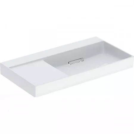 Geberit ONE Umywalka, odpływ poziomy, B90cm, T48cm, bez otworu, bez przelewu, z powierzchnią odkładczą po lewej stronie, KeraTect