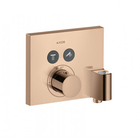 Axor ShowerSelect Bateria termostatyczna podtynkowa ShowerSelect Square dla 2 odb. z Fixfit i Porter Czerwone złoto polerowane