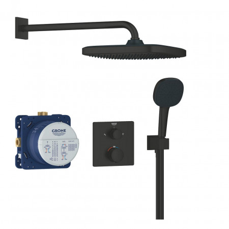 Grohe zestaw prysznicowy podtynkowy termostat z deszczownicą Vitalio Comfort 250 czarny mat