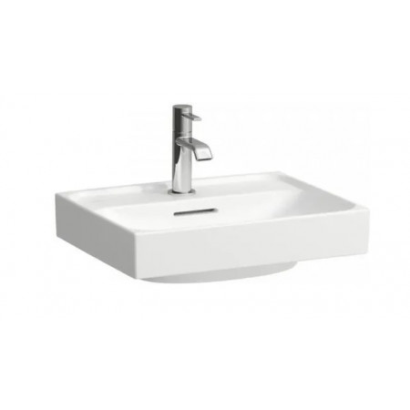 Laufen Mała umywalka ścienna 450 x 340 mm szlifowany spód umożliwia postawienie na blacie wymagany montaż do ściany z otworem na baterie,
