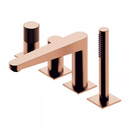 Omnires CONTOUR bateria wannowa 4-otworowa miedź szczotkowana