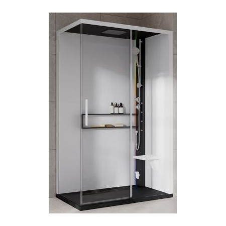 Novellini Glax 2.0 kabina z hydromasażem 120x80 prawa bat term.hammam black